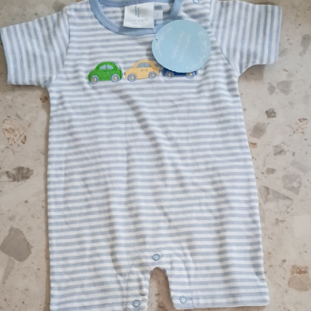 Little English Blue and White Striped Bodysuit